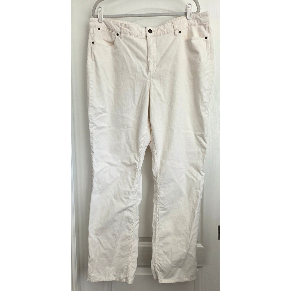 Talbots Flawless White Five Pocket‎ Straight Curvy Fit Corduroy Pant Sz 20 Long